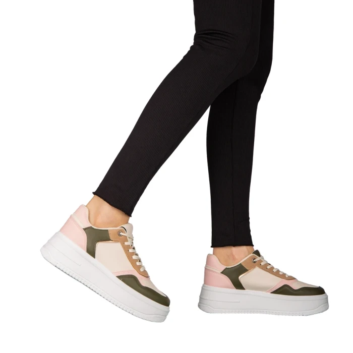 Дамски спортни обувки  зелени от еко кожа  Medar