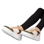 Дамски спортни обувки  зелени от еко кожа  Medar