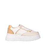 Дамски спортни обувки бежови  от еко кожа  Oрозови o