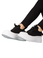 Дамски кецове черни от текстилен материал  Pope