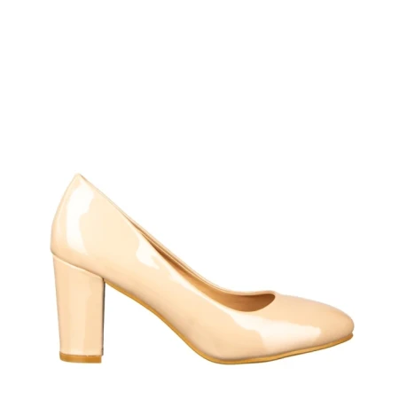 Дамски обувки с ток бежови  от еко кожа  Crenta