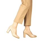 Дамски обувки с ток бежови  от еко кожа  Crenta