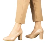 Дамски обувки с ток бежови  от еко кожа  Crenta