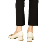 Дамски обувки с ток бежови  от еко кожа  Sansiro