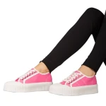 Дамски кецове  розови  от текстилен материал  Tranta