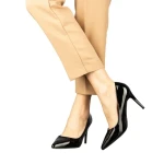 Дамски обувки с ток черни от еко кожа  Rocha