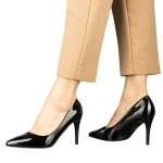 Дамски обувки с ток черни от еко кожа  Rocha