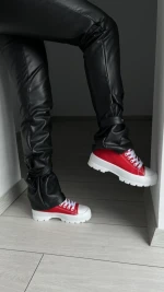 Дамски кецове червени от текстилен материал  Roses