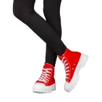 Дамски кецове червени от текстилен материал  Roses