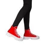 Дамски кецове червени от текстилен материал  Roses