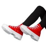 Дамски кецове червени от текстилен материал  Roses