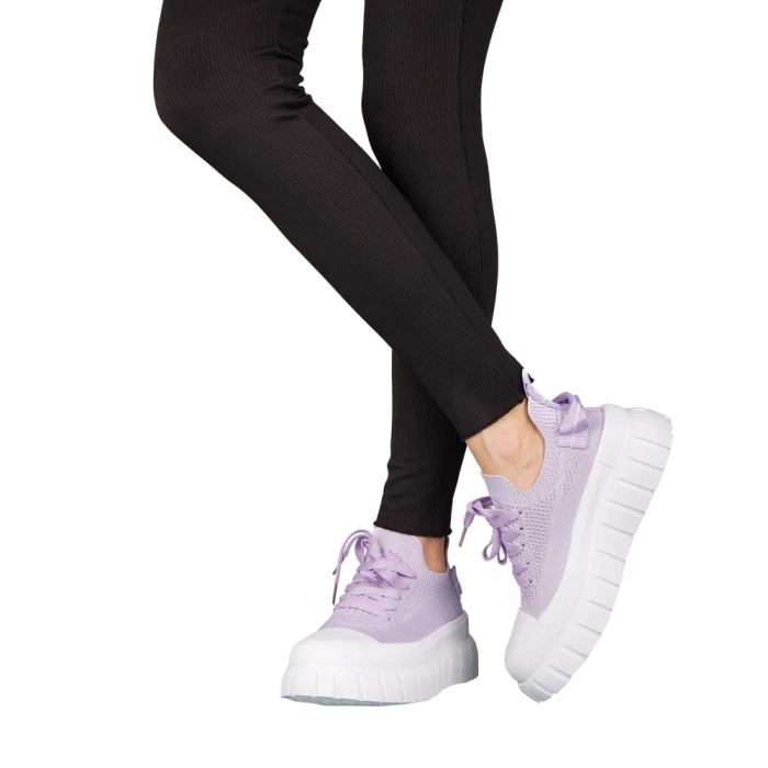 Дамски кецове лилави  от текстилен материал  Pope