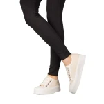 Дамски кецове бежови  от текстилен материал  Tranta