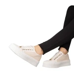 Дамски кецове бежови  от текстилен материал  Tranta