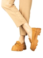 Дамски мокасини камел  от еко кожа  Mantiq