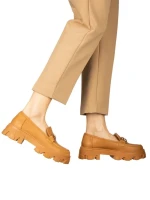 Дамски мокасини камел  от еко кожа  Mantiq