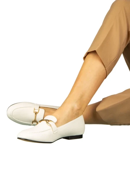 Дамски мокасини бели  от еко кожа  Dineb