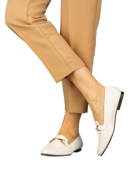 Дамски мокасини бели  от еко кожа  Dineb