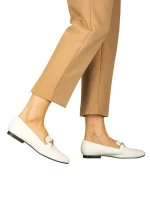 Дамски мокасини бели  от еко кожа  Dineb