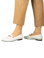 Дамски мокасини бели  от еко кожа  Dineb