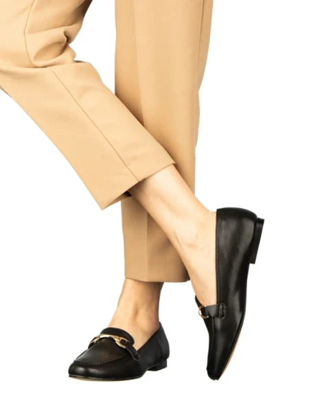 Дамски мокасини черни от еко кожа  Dineb