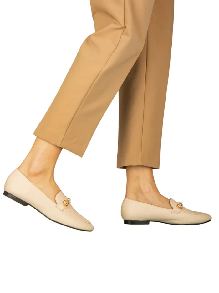 Дамски мокасини бежови  от еко кожа  Namari