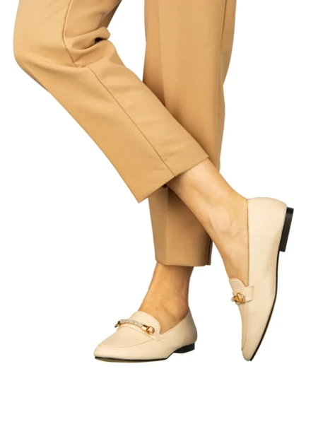 Дамски мокасини бежови  от еко кожа  Namari