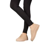 Дамски кецове каки от текстилен материал  Stere