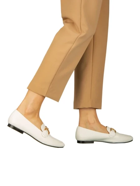 Дамски мокасини бели  от еко кожа  Hucci