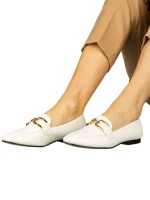 Дамски мокасини бели  от еко кожа  Hucci
