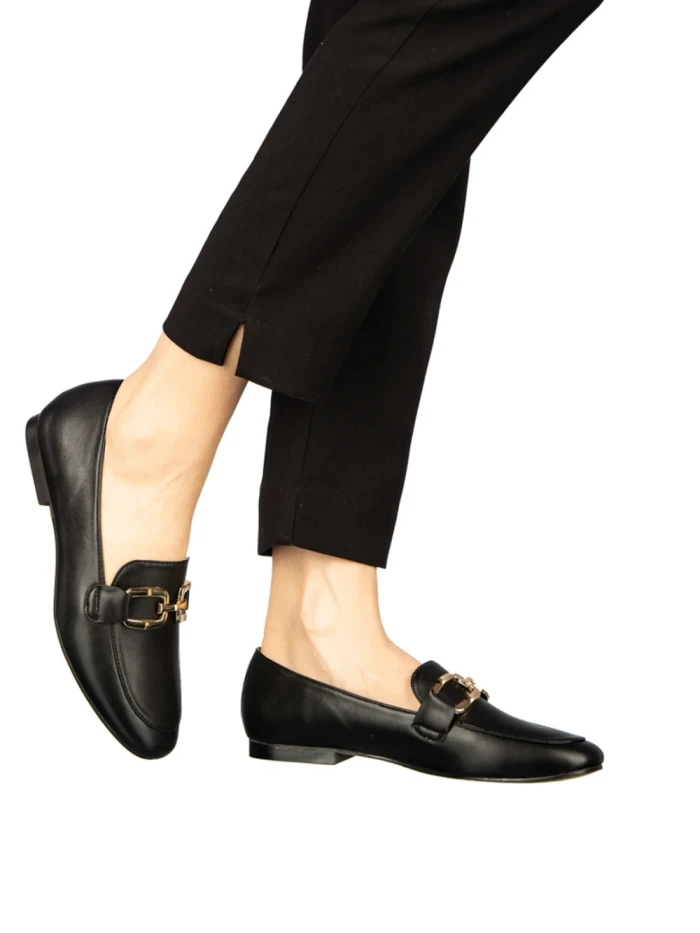 Дамски мокасини черни от еко кожа  Hucci