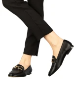 Дамски мокасини черни от еко кожа  Hucci