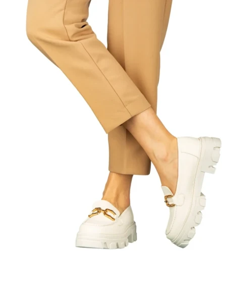 Дамски мокасини бели  от еко кожа  Mantiq