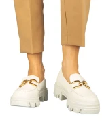 Дамски мокасини бели  от еко кожа  Mantiq