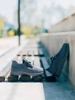 Мъжки спортни обувки тъмно сиви от текстилен материал Lugo