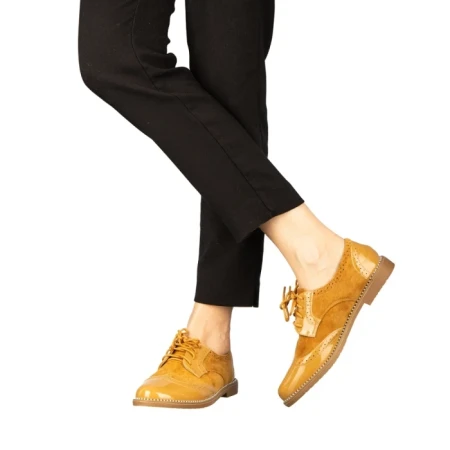 Дамски обувки casual без ток от еко кожа камел Bergo