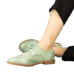 Дамски обувки casual без ток от еко кожа зелени Bergo