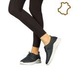 Дамски обувки casual без ток от естествена кожа сини Dollan