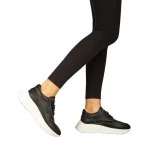 Дамски обувки casual без ток от естествена кожа черни  Zevoma