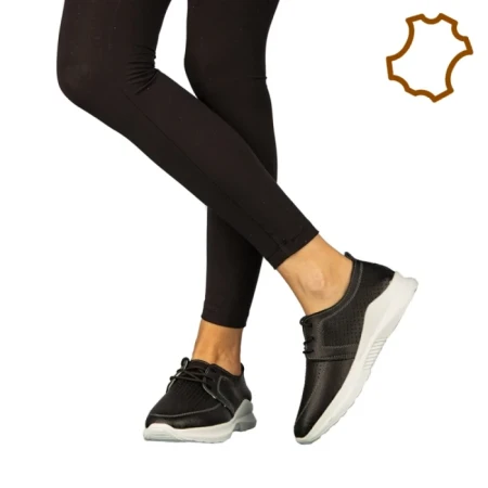 Дамски обувки casual без ток от естествена кожа черни  Dollan