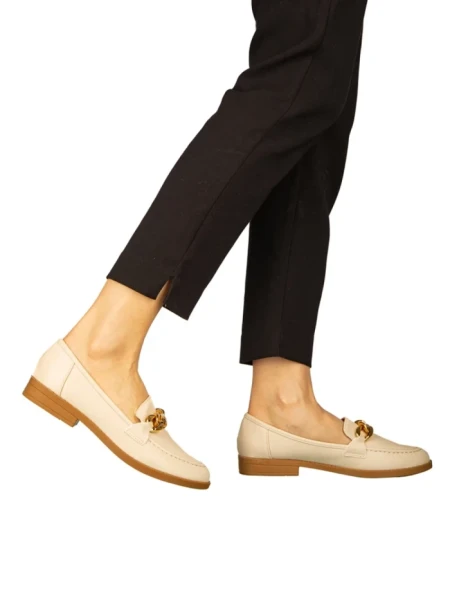 Дамски мокасини бежови от еко кожа Belgi