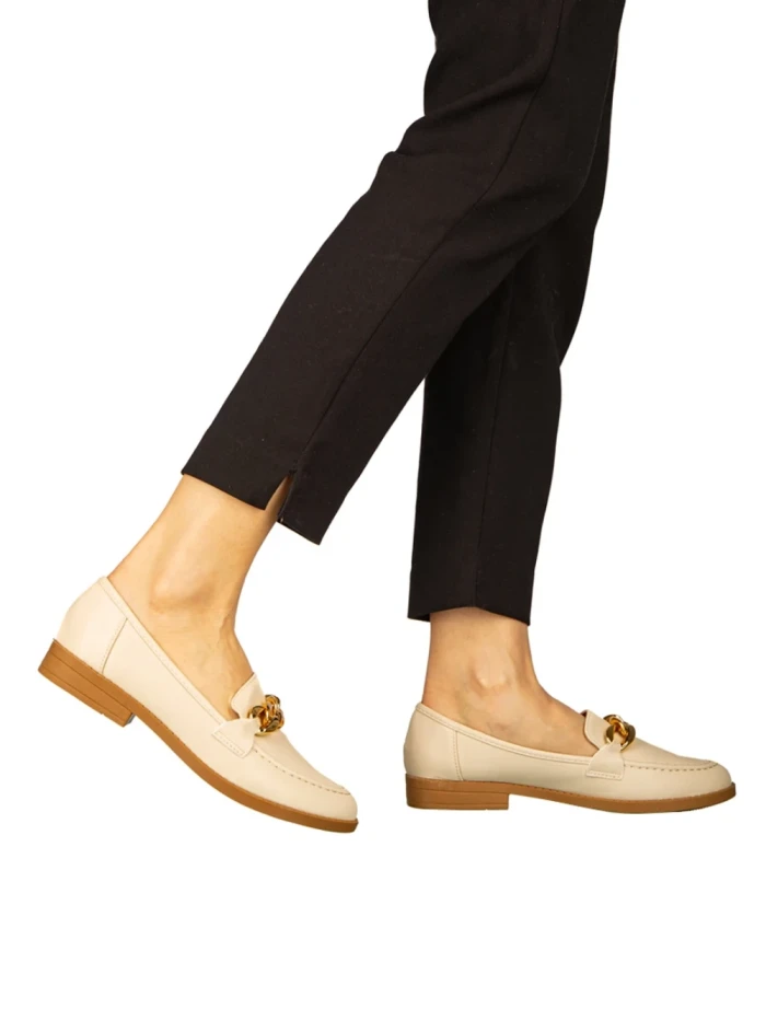 Дамски мокасини бежови от еко кожа Belgi