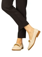 Дамски мокасини бежови от еко кожа Belgi