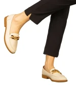 Дамски мокасини бежови от еко кожа Belgi