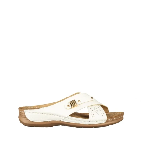 Дамски чехли без ток бели от еко кожа Senary