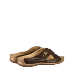 Дамски чехли без ток кафяви от еко кожа Senary