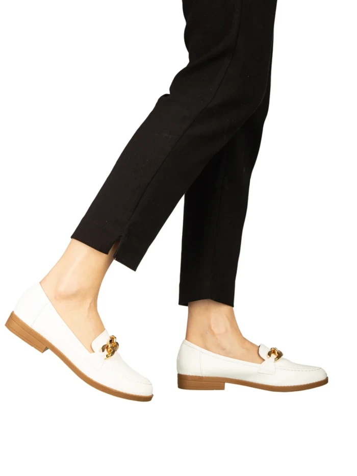 Дамски мокасини бели от еко кожа Belgi