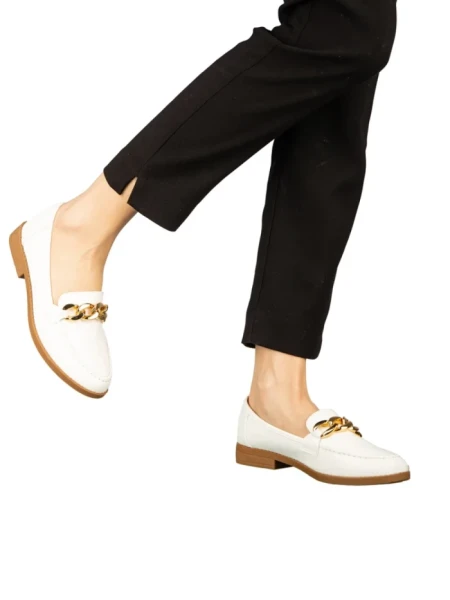 Дамски мокасини бели от еко кожа Belgi