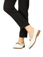 Дамски мокасини бели от еко кожа Belgi