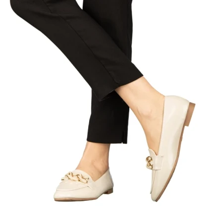 Дамски мокасини бежови от еко кожа Neka